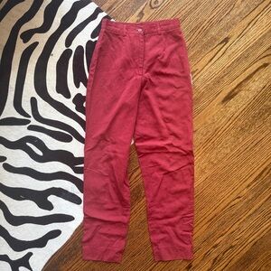 Vintage Red Linen Blend Women's Trousers